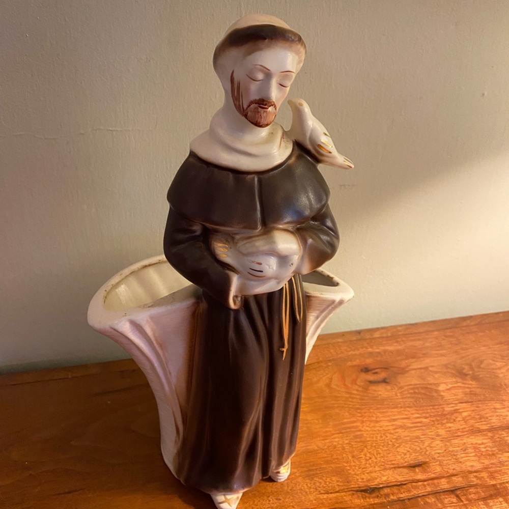 Saint Francis Planter USA Pottery vintage midcentury ceramic vase 284D